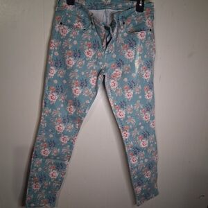 Bullhead Floral Skinny Jeans - Blue and Pink